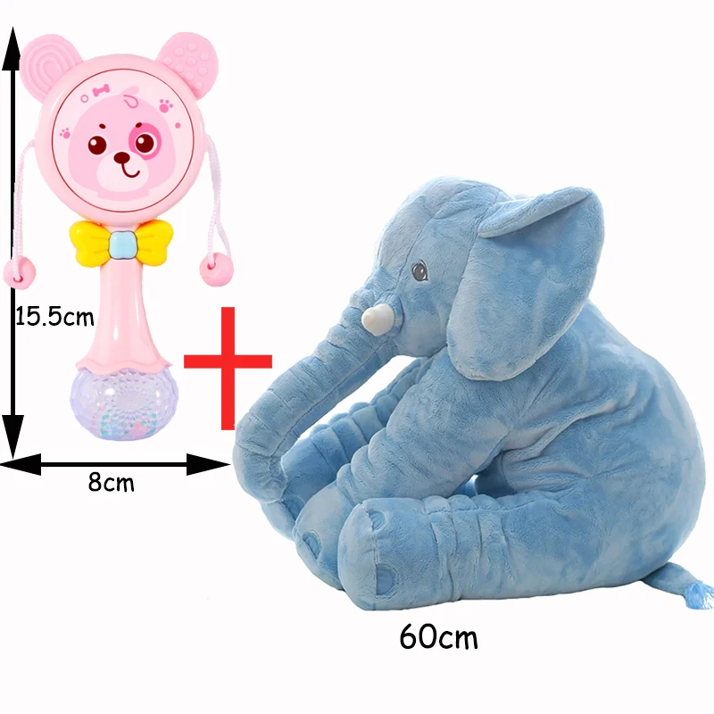 blue pink rattle 1 шт. 60 см слон и 1 шт. погремушки - Цвет: blue pink rattle