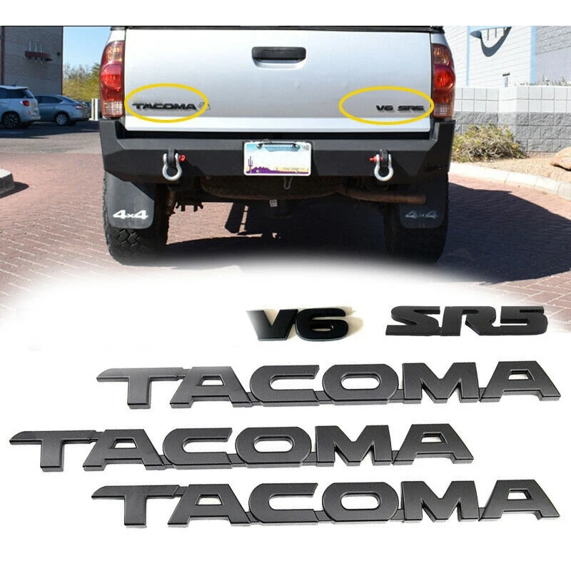 Для Tacoma V6 SR5 багажник автомобиля дверь багажника наклейка эмблема наклейка значок на замену для Toyota Tacoma 2005-(матовый черный) 5 шт. S