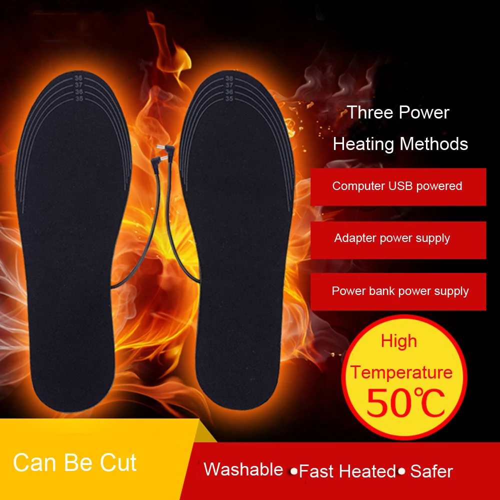 USB-beheizte Schuh-Einlegesohlen, elektrische Fußwärmematte, Fußwärmer, Socken-Einlegematten, Winter-Outdoor-Sport-Heizeinlegesohlen, Winterwärme – Detail 1