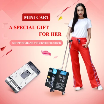 

E-FOUR Folding Luggage Cart Lightweight Stainless Steel Hand Truck with Wheels Collapsible and Portable Fold Up Dolly Car Cart