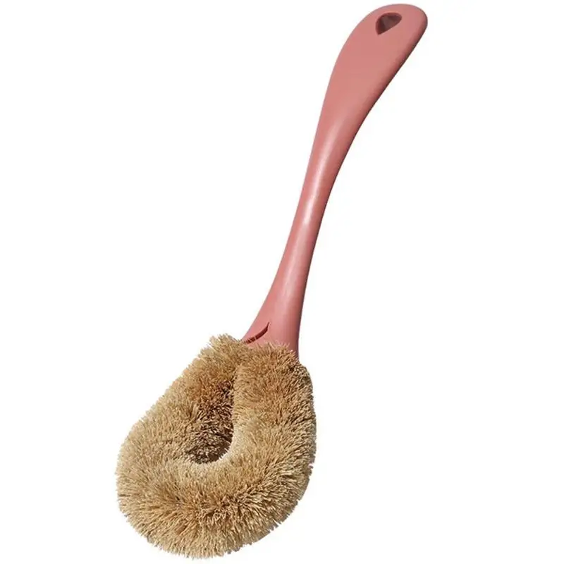 Kitchen Natural Coconut Brown Non-Stick Long Handle Pot Oil Cleaning Brush - Цвет: Коричневый