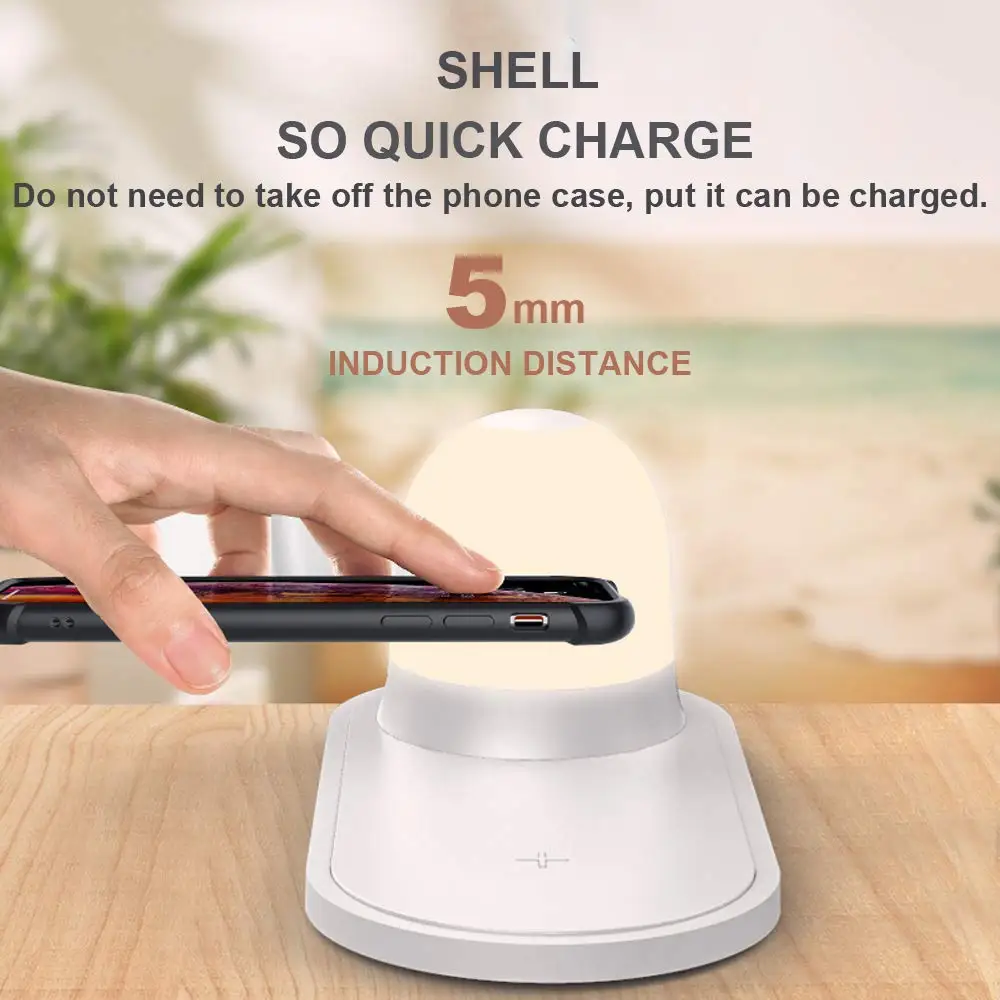 

Wireless Charger Lamp Night Light Fast Wireless Charging Stand Night Lamp with Qi Wireless Charging Pad for Phone More Qi Device