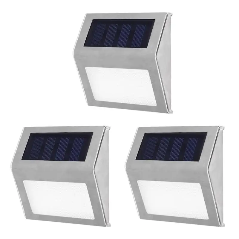 Из нержавеющей стали 3LED солнечный свет лестницы открытый сад тропинка уличная лампа - Испускаемый цвет: White 3 pcs