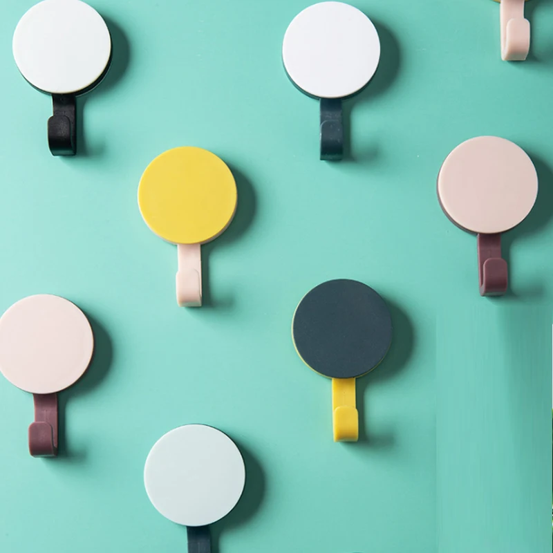 

8Pcs Self Adhesive Clothes Sticker Decoration Hook Wall Door Holder Bathroom Towel Hanger Kitchen Bath Round Wall Hook