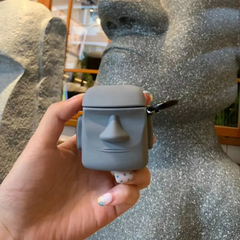 3D чехол для наушников для AirPods, силиконовый чехол с милой акулой, медведем, собакой, чехол для Apple Air pods 2, чехол для наушников, кольцевой ремешок