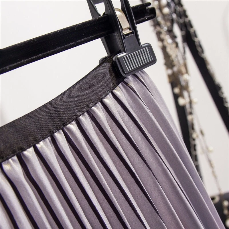 New Rainbow Striped Women's Long Skirt Pleated Summer Glitter Skirts High Waist Vestidos Hologram Vestidos Saia Umbrella