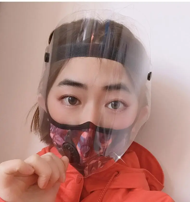 

Plastic Protective Face Shield Cover Hats Unisex Adult Adjustable Face Mask Anti-spitting Powder Wind Sand Protection Bucket