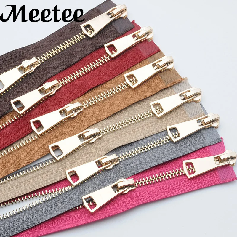 

1Pc Lightgold Open-end Metal Zippers 120cm 5# A Coudre Double Sliders Zipper For Sewing Down Jacket Coat Zips Accessories A3-11