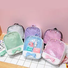 Женский прозрачный рюкзак, милый бант, прозрачный, Ita, сумки, мини, розовый, черный, школьные сумки для девочек-подростков, женская модная сумка для книг