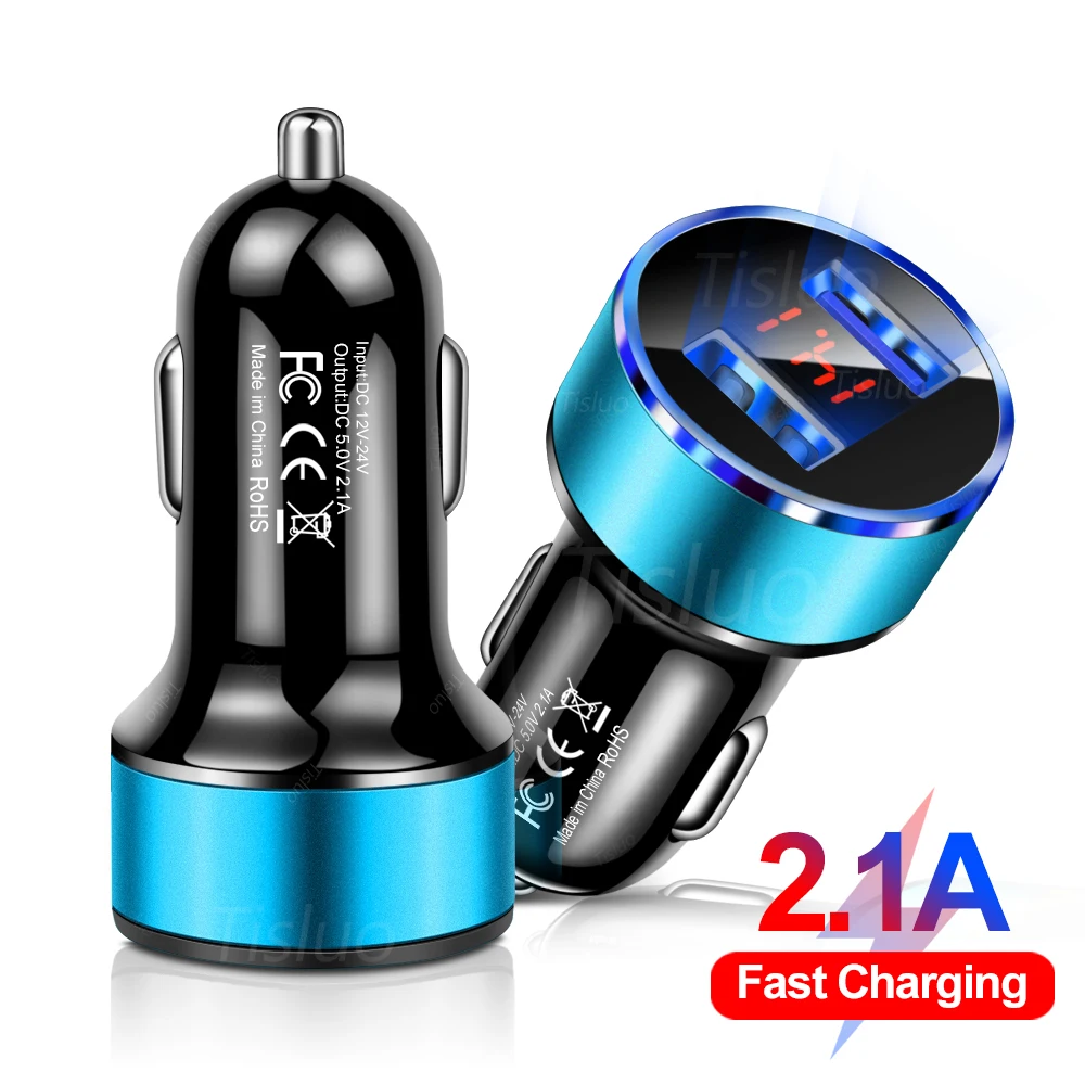 Car Charger Dual usb Fast Charging Car phone charger For iPhone 11 12 Xiaomi Huawei Samsung Mobile Phone Charger Adapter in Car usb charging port for car Car Chargers