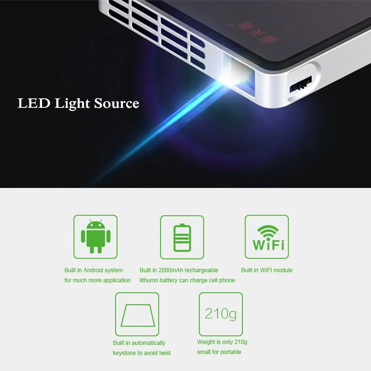 Мини карманный проектор Wi-Fi для bluetooth динамиков HD DLP светодиодный 1080P Android USB/TF