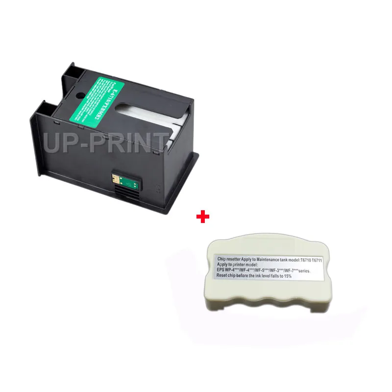 

UP 1pc t6710 Maintenance Tank box + resetter compatible for Epson WP-4010 WP-4020 WP-4023 WP-4094 WP-4520 4530 4533 4540 4590