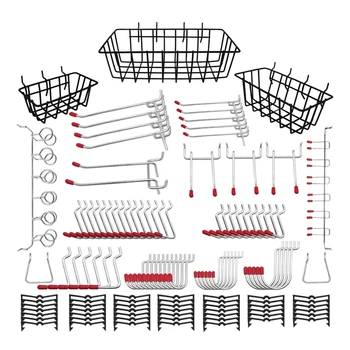 

120PCS Pegboard Accessories Organizer Kit ,Pegboard Hooks Assortment, Pegboard Bins, Metal Hooks for Hanging Storage