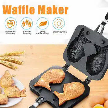 

Taiyaki Japanese Fish-Shaped Bakeware Waffle Pan Maker 2 Cast Home Cake Tools