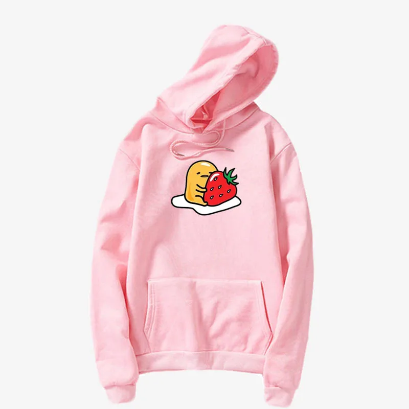 hoodies pink 1 Мультяшка Гудетама Толстовка Harajuku Осень-зима длинный рукав плюс бархат Корейская одежда новые толстовки женские Kawaii Camiseta Muje - Цвет: hoodies pink 1