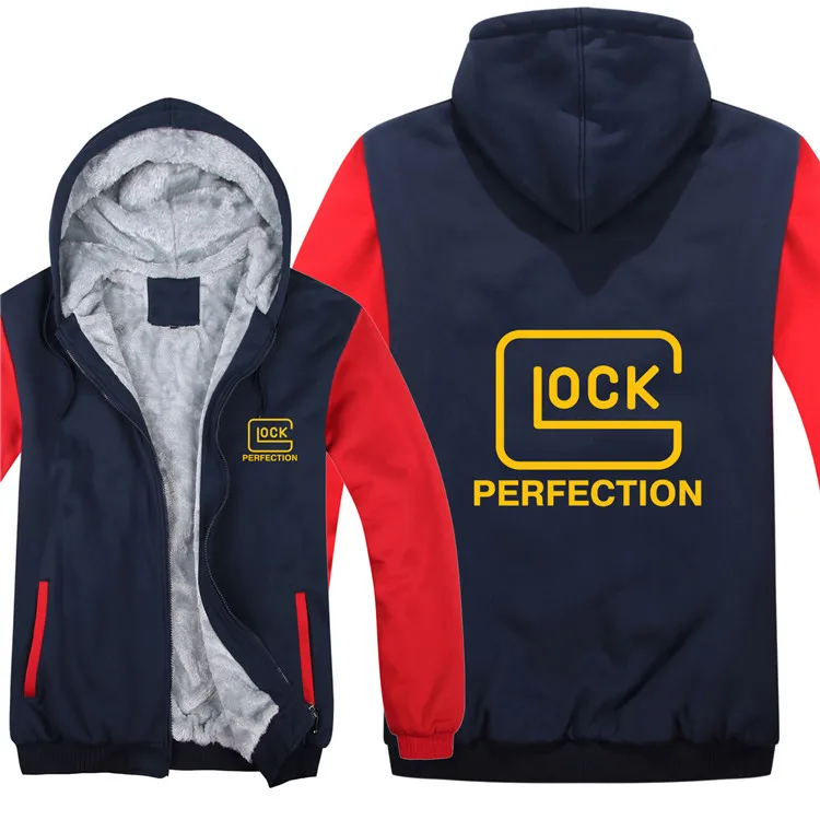 Зимние толстовки с капюшоном Glock Perfection, мужская молния, пальто, флисовая утепленная толстовка Glock, пуловер - Цвет: as picture