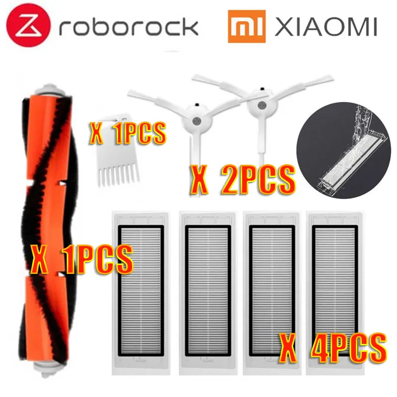 Наборы Аксессуаров Для xiaomi Roborock S50 S51 E25 S5 E20 C10 Roborock Робот Запчасти Швабра тряпки фильтр боковая щетка рулон щетка - Цвет: 8PCS