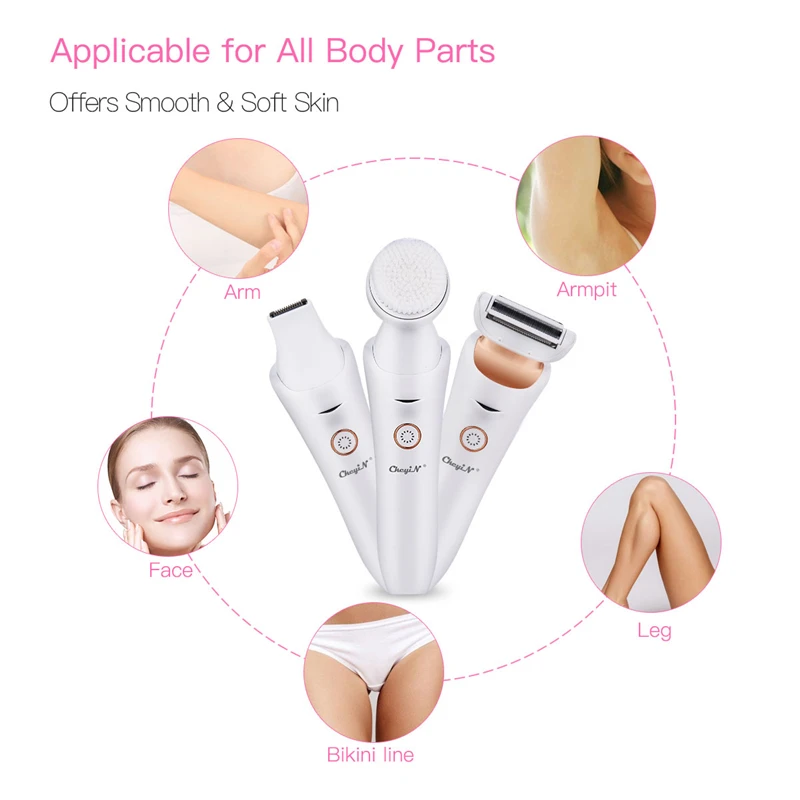 Электрический триммер для удаления волос 3 в 1 женщин и мужчин тела лица бикини