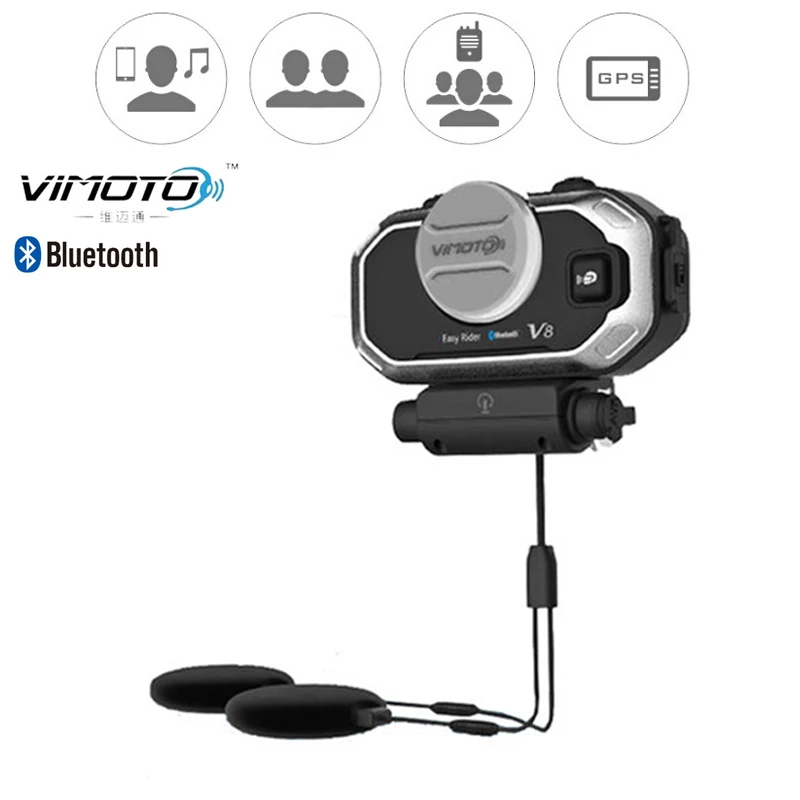 V8-1pcs Английская версия Easy Rider vimoto V8 шлем Bluetooth гарнитура мотоцикл стерео наушники для мобильного телефона и gps 2 способ радио - Цвет: V8-1pcs