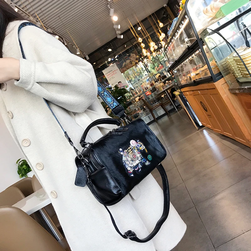 [Telastar] зимняя меховая сумка из конского волоса, женская сумка через плечо, сумка на одно плечо с изображением слона, женские сумки для сообщений