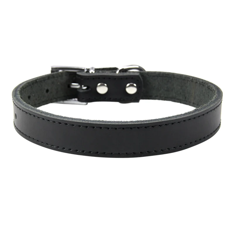 Black Pet Dog Collar XS-XL ошейник для собак из натуральной кожи с подкладкой из микрофибры, регулируемые ошейники для маленьких и средних собак, чихуахуа, щенка, ошейник - Цвет: Black Pet Dog Collar