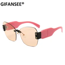 Gafas de sol sin montura GIFANSEE de gran tamaño para mujer, gafas de montura grande para hombre, gafas de diseñador de marca, gafas vintage de 2020 de patas anchas uv400