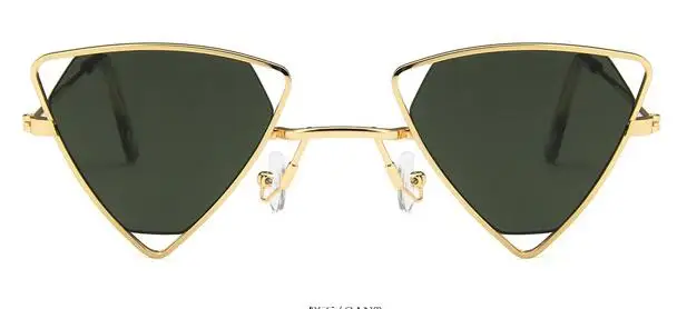 Винтажный панк Zonnebril Vrouwen Driehoek Oculos Nieuwe Bril Opengewerkte металлическая рамка режим Zonnebril UV400 - Цвет линз: gold dark green