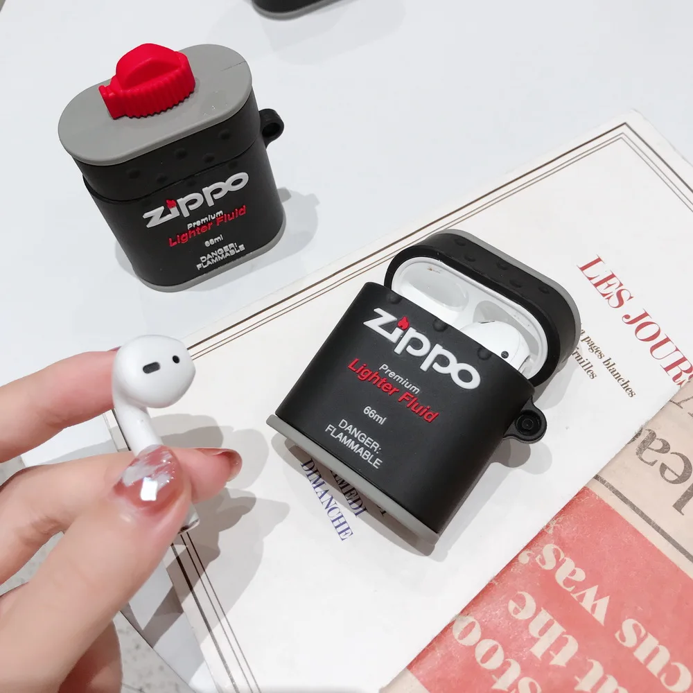 Тренд крутая Зажигалка ZIPPO 3D Мягкие силиконовые Airpods хороший подарок для Apple Airpods2 Bluetooth наушники чехол