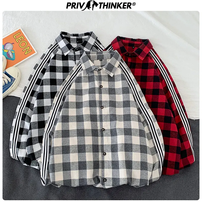 Privathinker, осень, модные женские рубашки, свободный стиль, женские блузки с длинным рукавом, клетчатая рубашка, уличная одежда, корейские офисные Топы