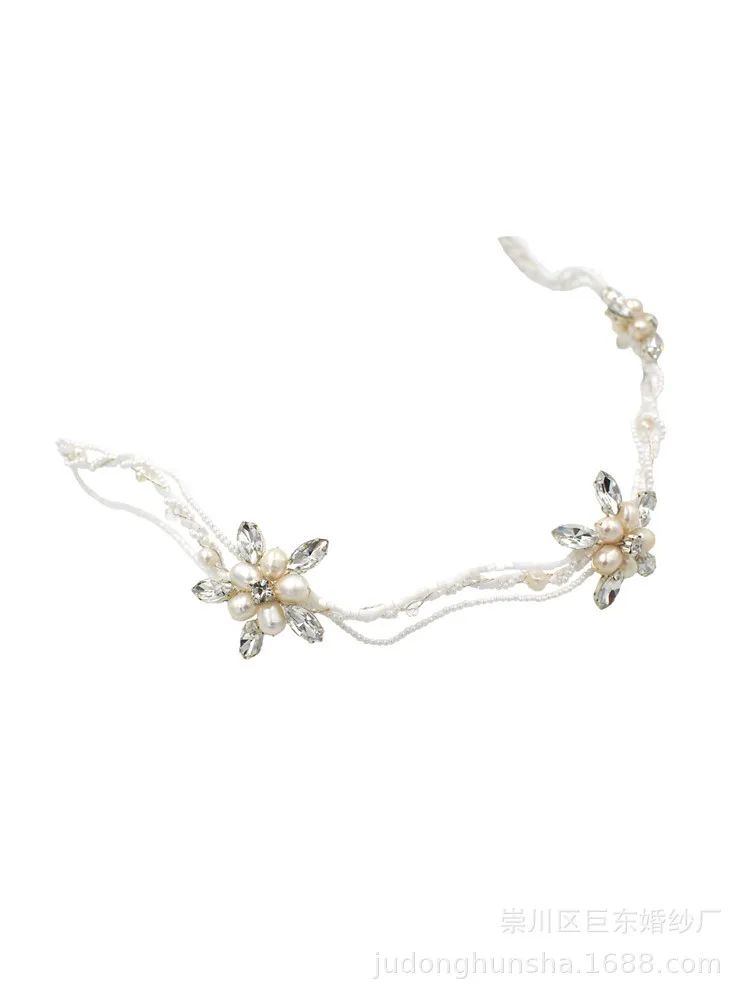 Freshwater Pearl Bride Hair Vine Wave Headpiece Handmade Bridal Beads Headband Wedding Hair Accessories