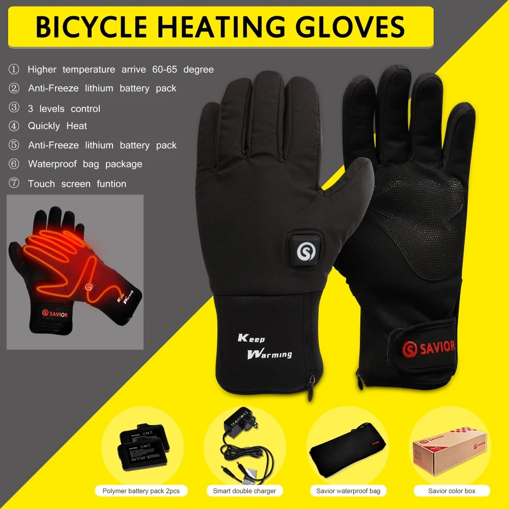 SAVIOR Heated Cycling Gloves Outdoor Sports Electric Winter Warm Riding