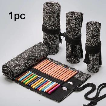 

School Student Stationery Leaf Canvas Cute Pouch Pencil Case Large Capacity Pen Bag