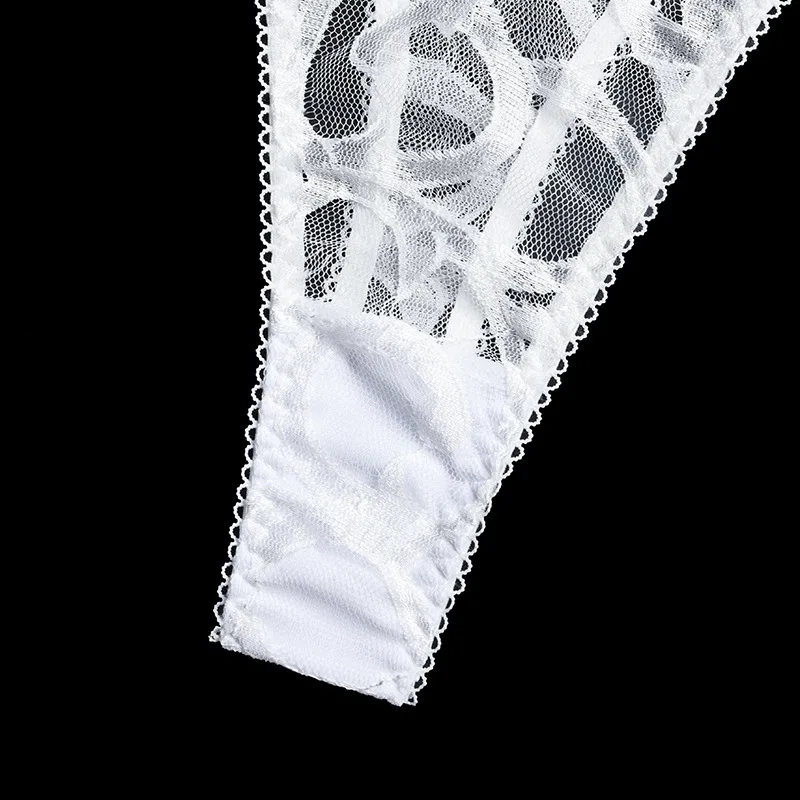 Yimunancy 3-Piece Lace Bra Set Women Lace Up White Underwear Set Ladies Cut Out Sexy Lingerie Set with Underwire womens lingerie sets