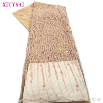 

2020 Sequin Lace Fabric Mesh deep wine African Embroidery Sequence Nigerian French Party Latest High Quality Tulle Hot S549
