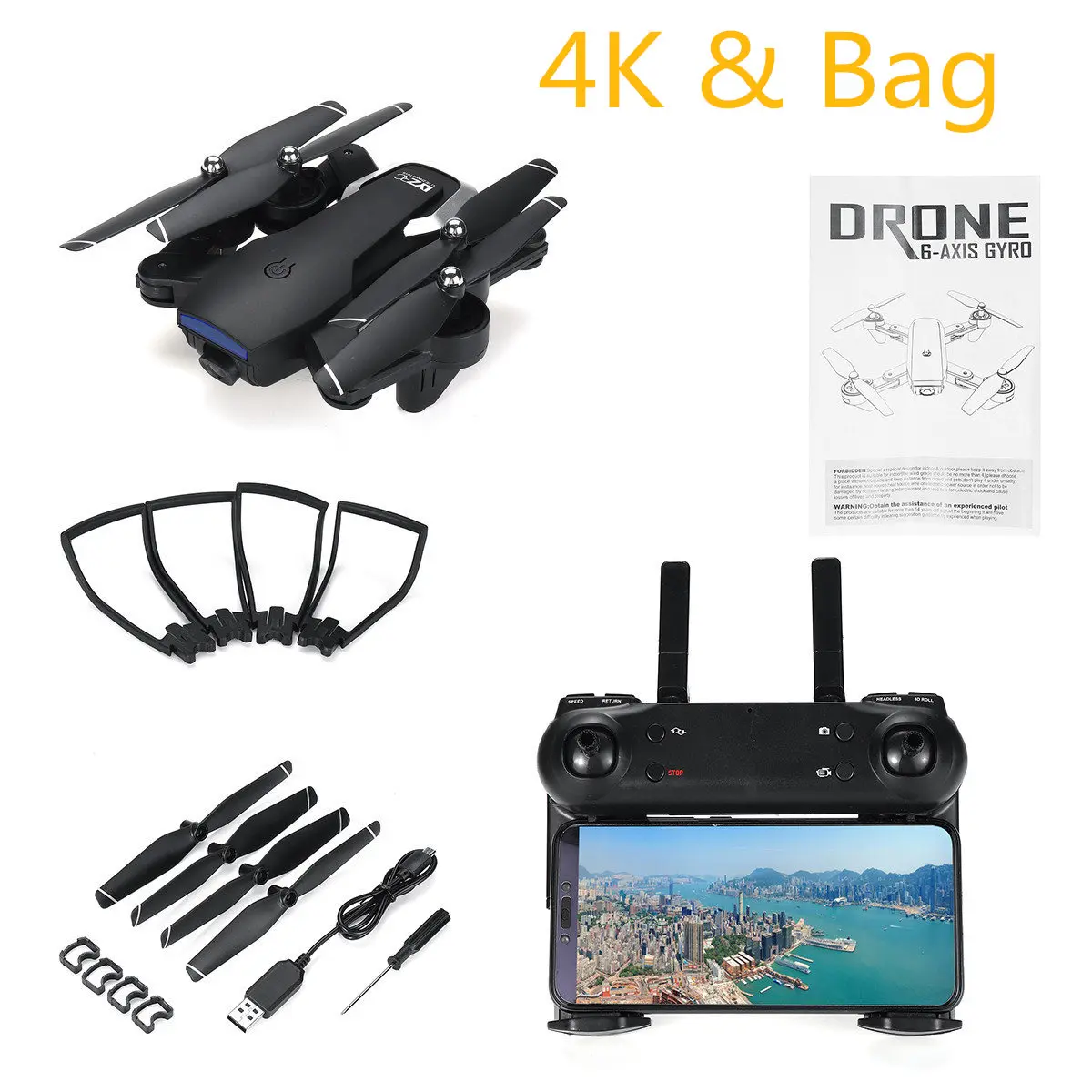 2,4G L107 1080P двойная Wifi камера s Drone 120M RC Drone gps полная широкоугольная камера приложение RC камера Drone gps - Цвет: 4k black bag