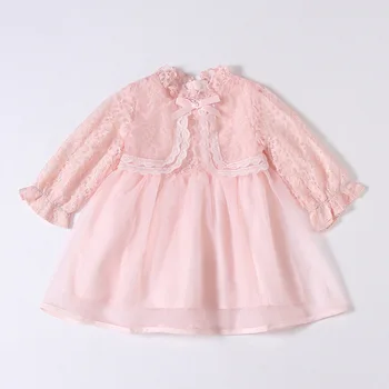 

Kids Dresses For Girls Lace Dress Wedding Little Girl Ceremony Party Birthday Dress Children Autumn Clothing 2 Color 0-4Y
