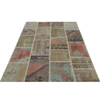 

Handmade Beige Vintage Overdyed Patchwork Area Rug 160x230 Cm-5'3''X7'7''