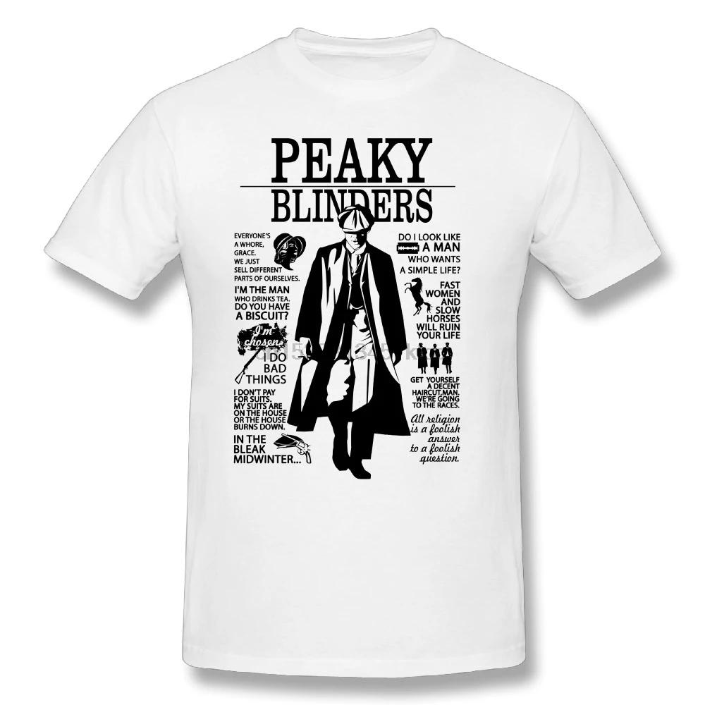 Классическая мужская футболка из 100% хлопка с графическим принтом фильма Peaky Blinders