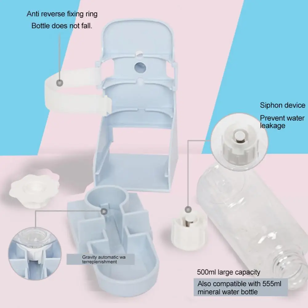 500ml Small Pet Hamster Automatic FeedersWater Fountain Plastic Rabbit Water Bottle Feeding Bowls Water Dispenser For Hamster