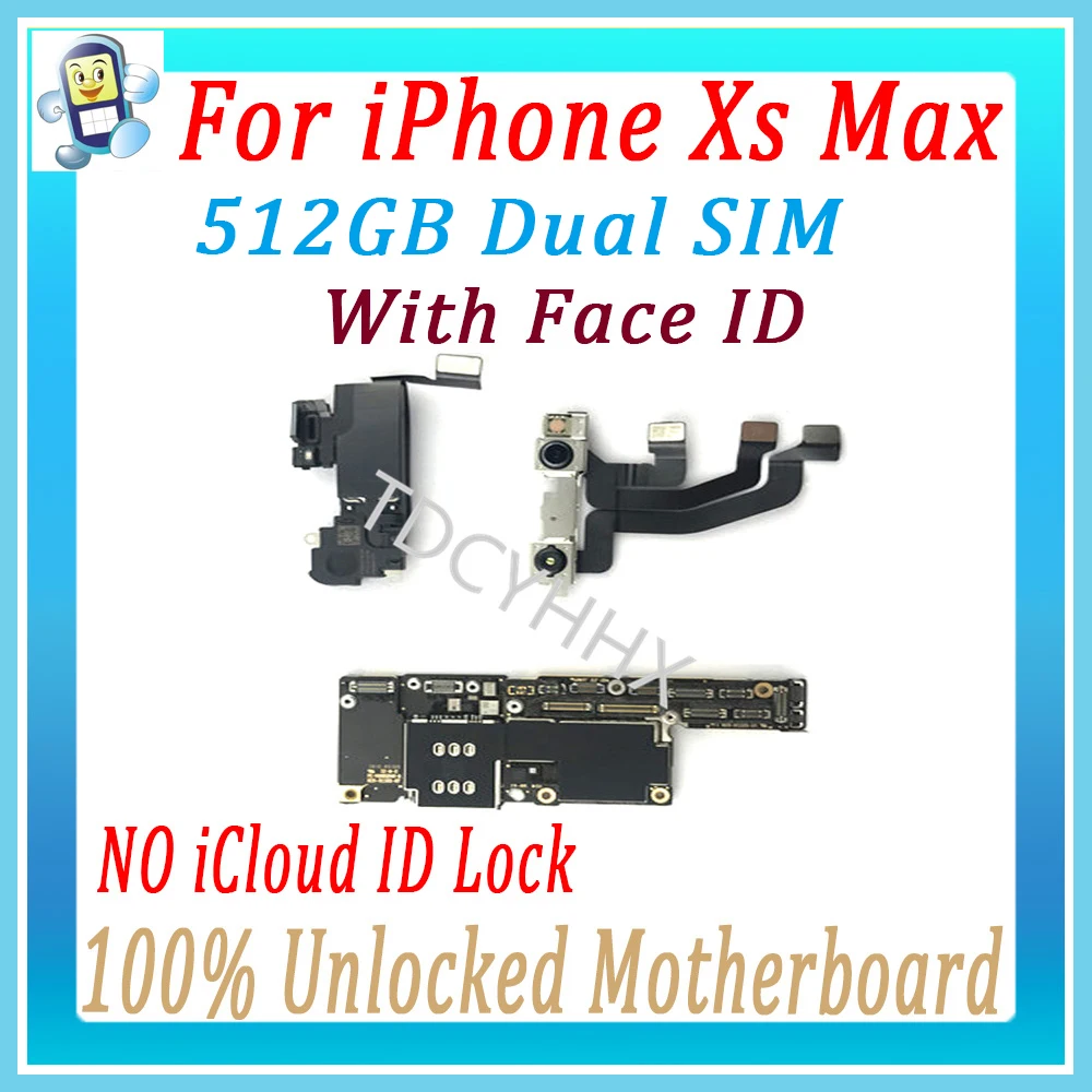Разблокированная Логическая плата для iPhone XS Max материнская плата с лицом ID/без лица ID панель полностью протестированная оригинальная MB Бесплатный iCloud - Цвет: XS Max 512GB (Dual)