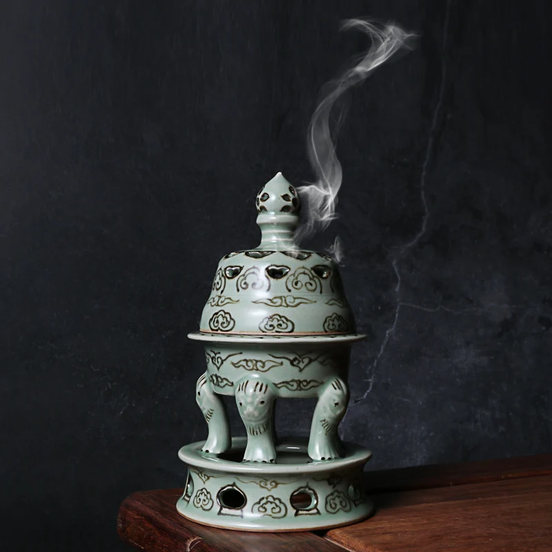 Ручная роспись Celadon Censer используется с китайским набором чая кунг-фу чай фарфор гайвань чайный набор кунг-фу чайный горшок