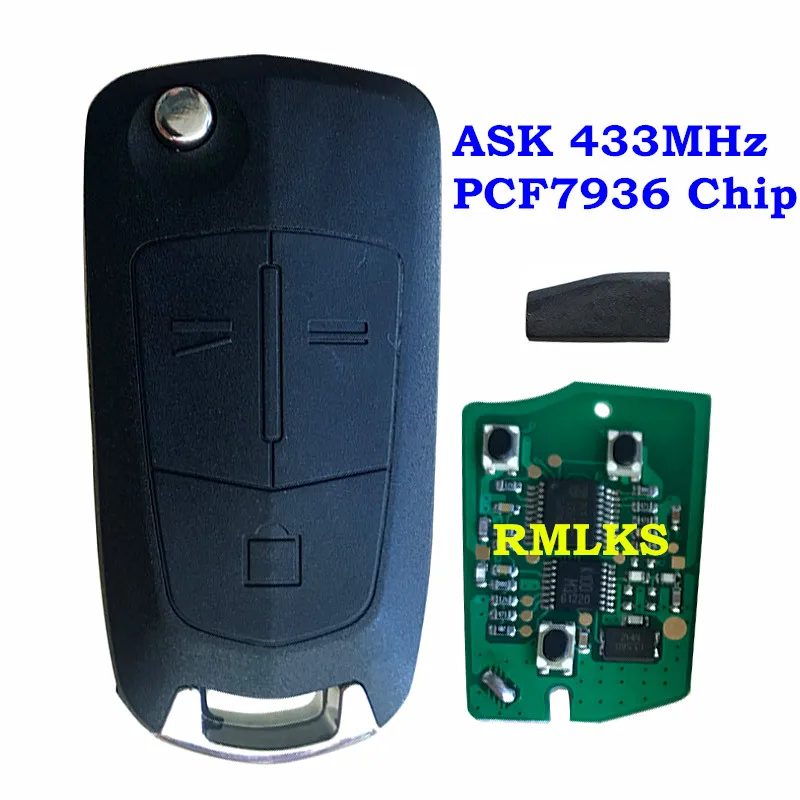 2/3 кнопка Удаленное, автомобильные аксессуары, брелок для Vauxhall Opel Vectra C Astra H Zafira B 2005 2006 2007 2008 2009 2010 433 МГц PCF7936 чип - Цвет: 3 Buttons