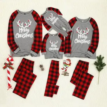 

Christmas Family Pajamas Set Cotton Cartoon Print Baby Kid Dad Mom Matching Family Outfit Sleepwear Parent-child Pajamas Outfits