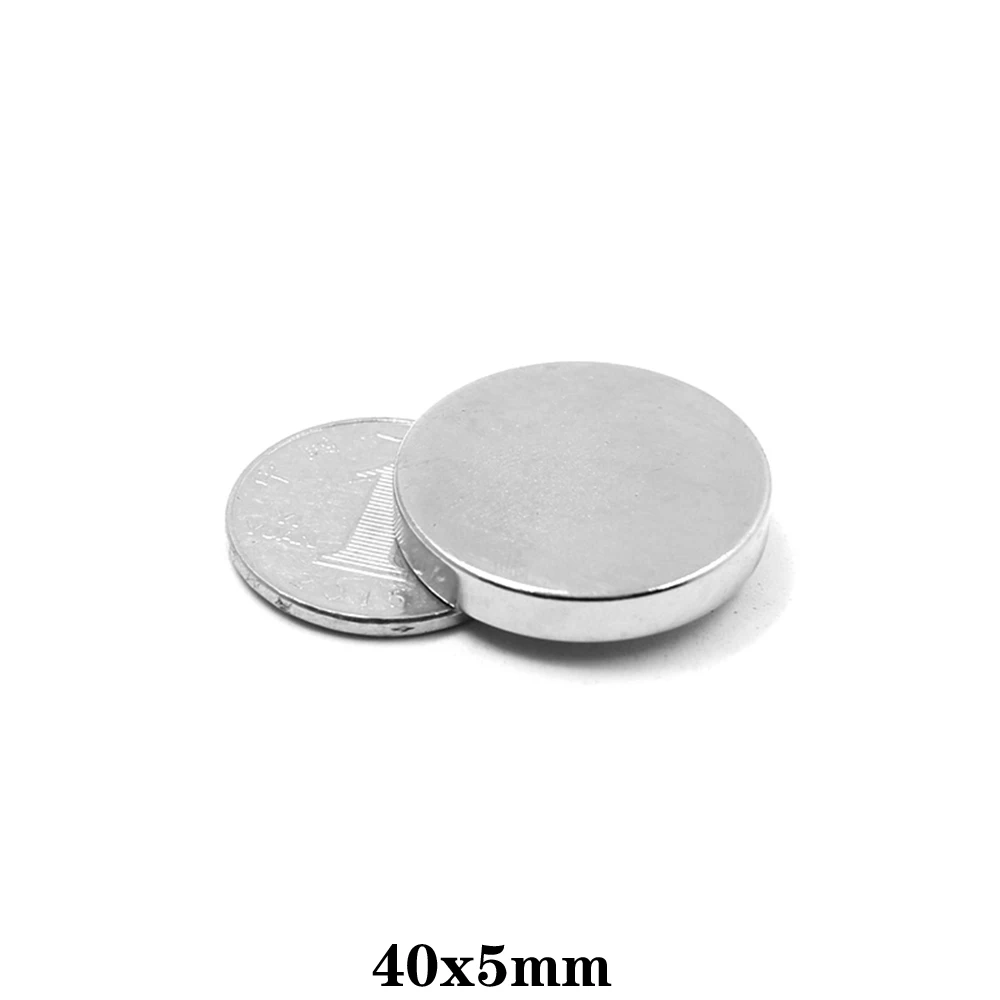 Неодимовый магнит большой круглый мощный 40 мм x 5 1 ~ 20 шт. 40x5 постоянный NdFeB диск 40*5