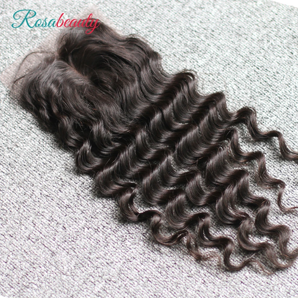 [Rosabeauty] OneCut волосы 4x4 дюймов Свободная Волна 8-20 дюймовые натуральные волосы Кружева Закрытие