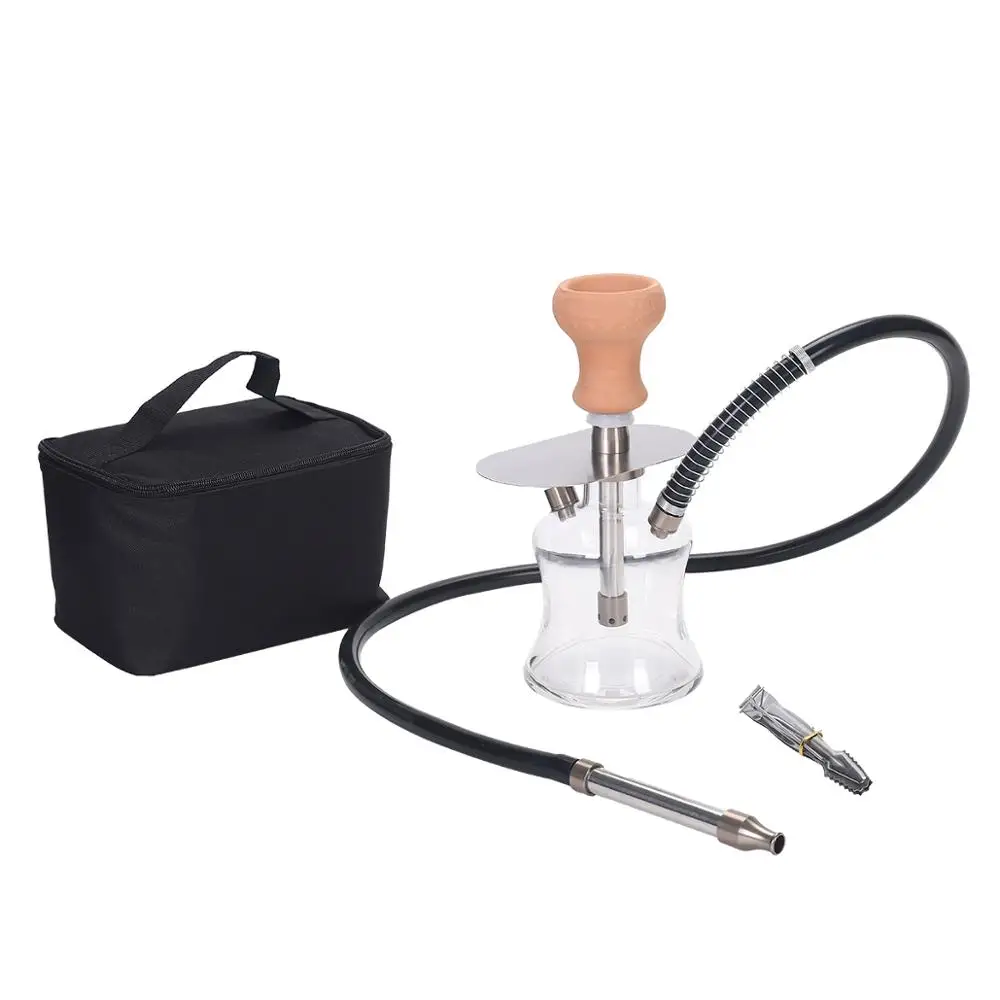 Juego de cachimba portátil de viaje, Hookah de vidrio pequeño, barra de