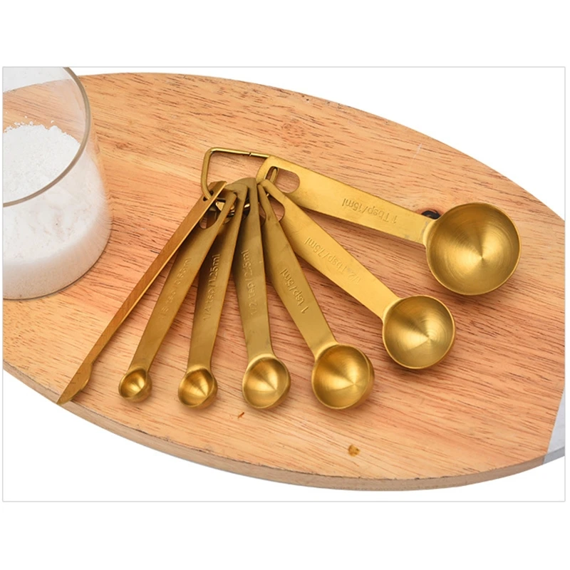 6/7pcs Measuring Spoons Stainless Steel Seasoning Coffee Tea Measure Scoop with Scale Bakery Tool
