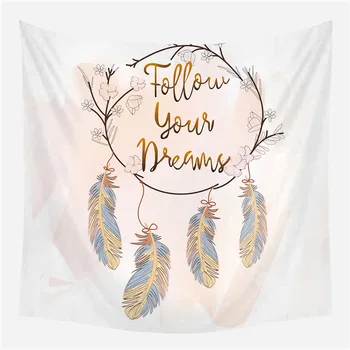 

Colorful Feather Printed Wall Tapestries Hippie Tapestry Large Macrame Wall Hanging Boho Decor Home Bedroom Decorations