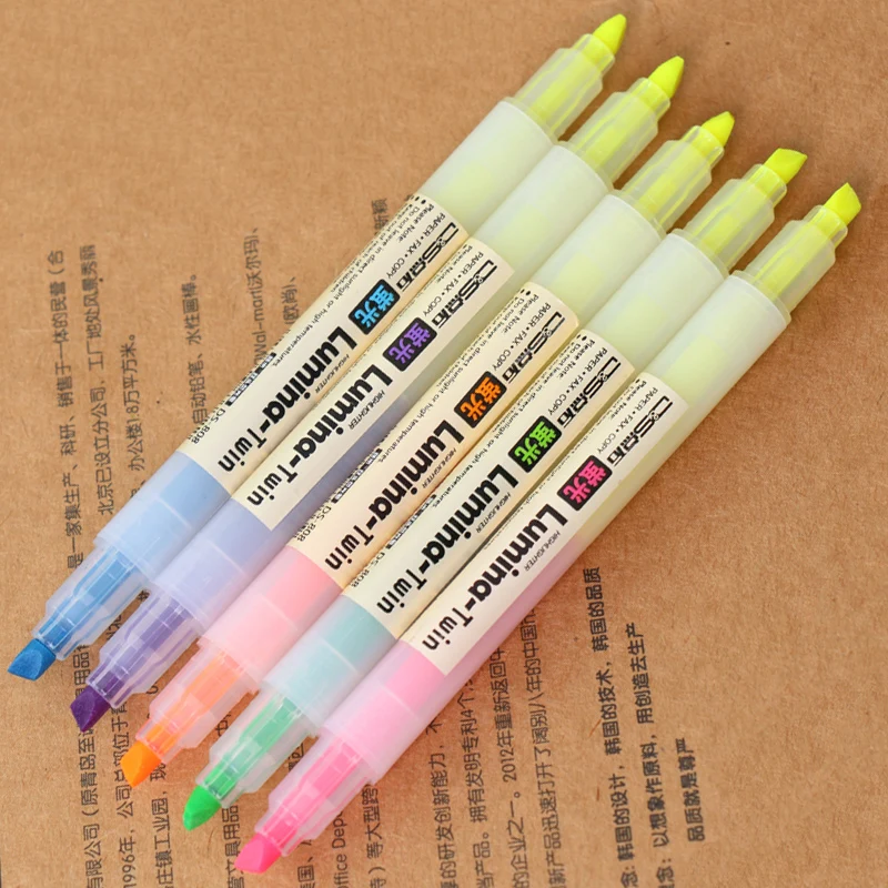 

5colors/set Dual Head Highlighters Candy Color Marker Pen for Doodling/Drawing/Coloring/ School Office Supplies