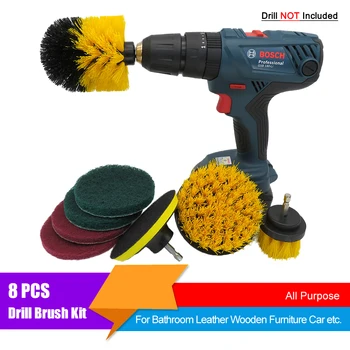 

8Pcs Drill Brush Power Scrub Pad Clean Brush Set For Auto Bathroom Furniture Car Tire Tub Cleaning Power Scrub Cleaning kit